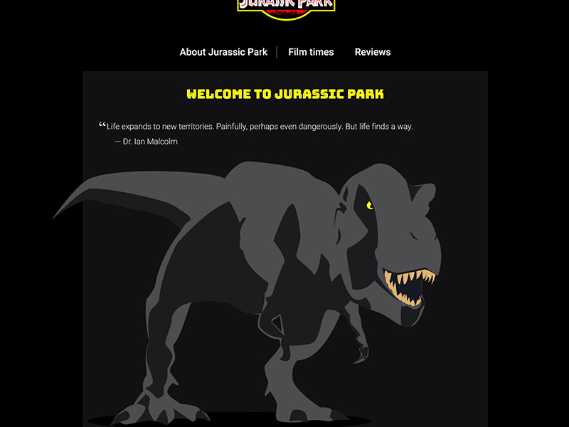 jurassic park homepage screenshot